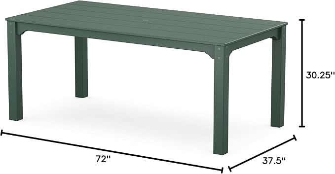 Martha Stewart by POLYWOOD® Chinoiserie Parsons 38" x 72" Dining Table in Green