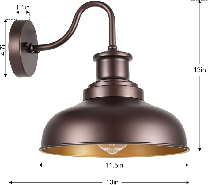 Outdoor Barn Light Outdoor Wall Sconce Farmhouse Exterior Wall Mount Light Vintage Wall Lighting Fixture Industrial Bronze Lantern for Porch, Entryway, Garage, 1 Pack, RZ007 ORB