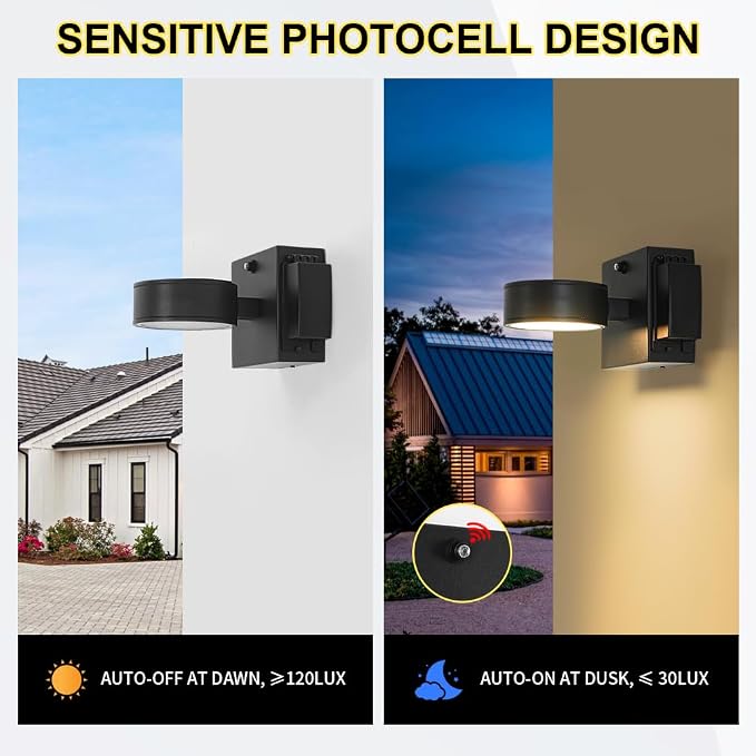Porch Lights with GFCI Outlet, Dusk to Dawn Outdoor Wall Light with Outlet, LED Aluminum Exterior Light Fixture Waterproof, Outside Lights for House, Front, Door, Patio, Garage