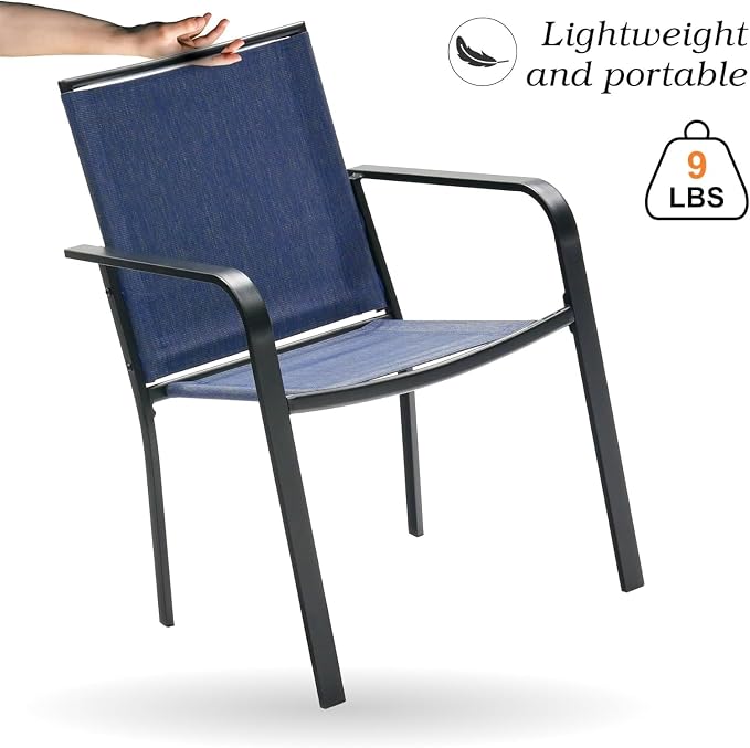Outdoor Patio Furniture Set,4 Piece Stackable Patio Chairs and 35" Steel Dining Table with 1.6" Umbrella Hole,Suitable for All-Weather