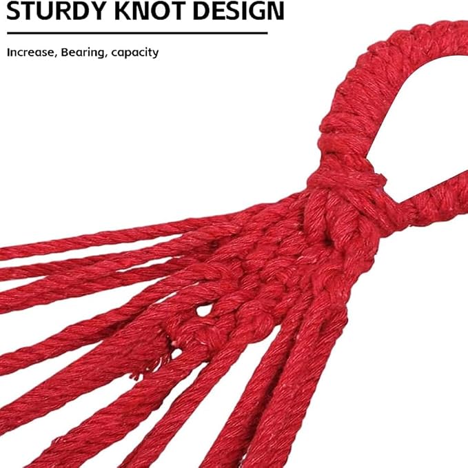 Cotton Canvas Hammock with Tree Straps - Portable Hammock for Outdoor Indoor Patio Backyard, Camping Hammock with Carry Bag, 440lbs Capacity, Without Stand(Red, Without bar)