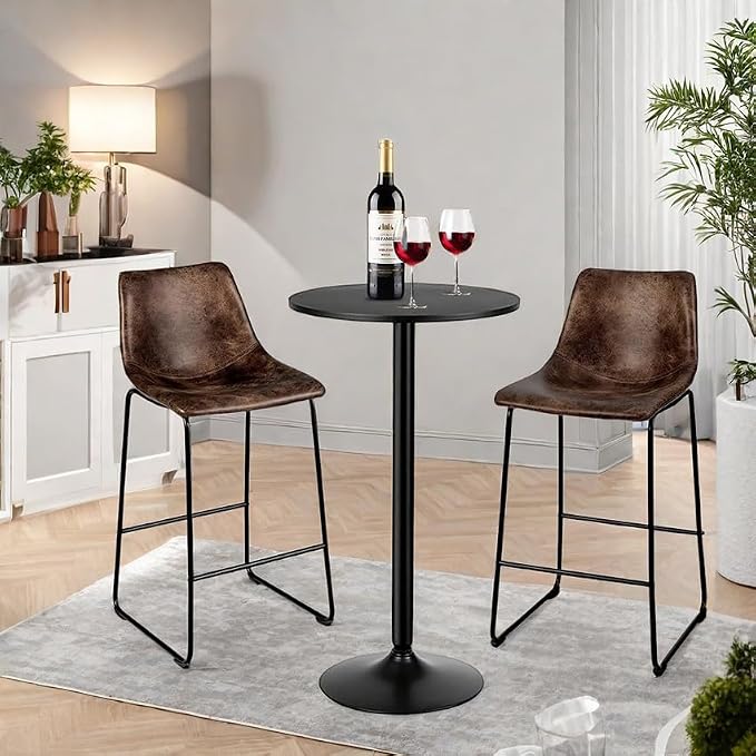 ERGOMASTER Cocktail Table,Two-in-one Modern Style Standing Circular Bar Table 40"/22" Two Convertible Height Suitable for Dining Room, Restaurant, Kitchen (2, Black)