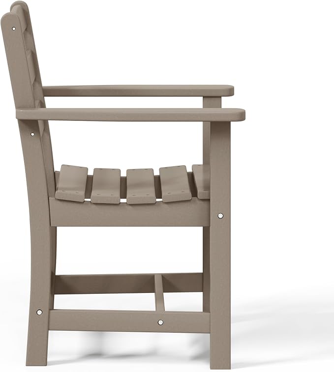 WestinTrends Ashore Outdoor HDPE Patio Classic Dining Arm Chair, Weathered Wood