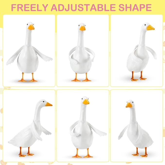 Abbylike 2 Pcs Poseable Goose Wings for 23”- 28" Porch Lawn Goose Outfit Accessories Poseable White Wings for Outdoor Patio Yard Lawn Art Decoration (Wavy Edge)