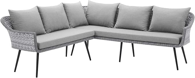 Modway EEI-4658-GRY-GRY Endeavor Patio Sofa, Gray Gray