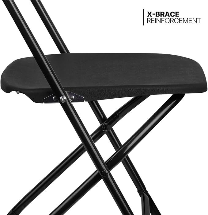 Magshion Portable Table Chair Set, 4.5Ft Heavy Duty Fold in Half Table Desk and 10pcs Black Stackable Folding Plastic Chairs, 650 LB Weight Capacity for Wedding Party Outdoor