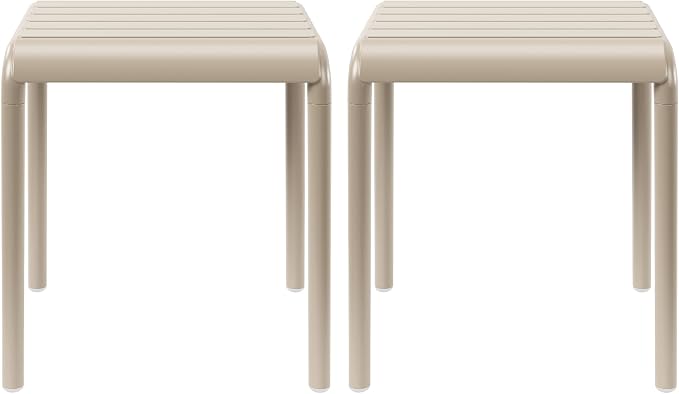 WestinTrends Playa Plastic Modern Outdoor Patio Accent Side Tables (Set of 2), Sand