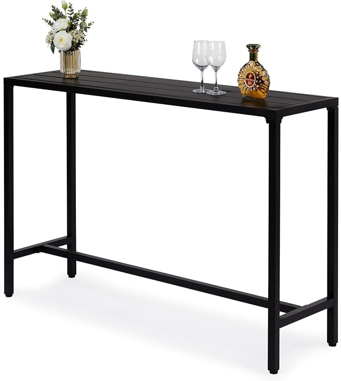 55 Inch Outdoor Bar Table, Bar Height Pub Table, Counter Height Bar Table, Rectangular High Top Kitchen & Dining Counter Table