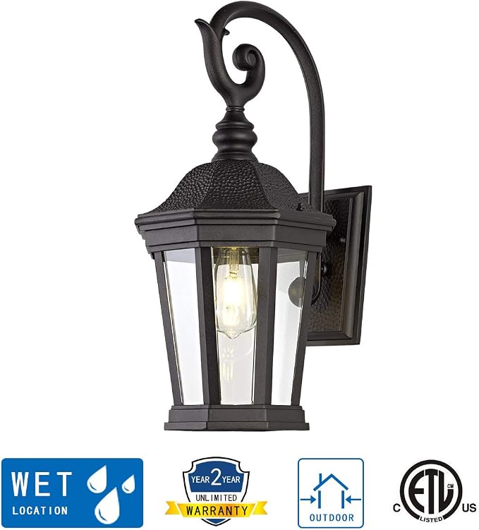 Black Outdoor Wall Lantern, Large Outdoor Porch Light Fixtures