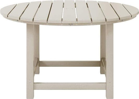 WestinTrends Malibu Kids Outdoor Patio Furniture HDPE 38" Wide Round Dining Table, Sand