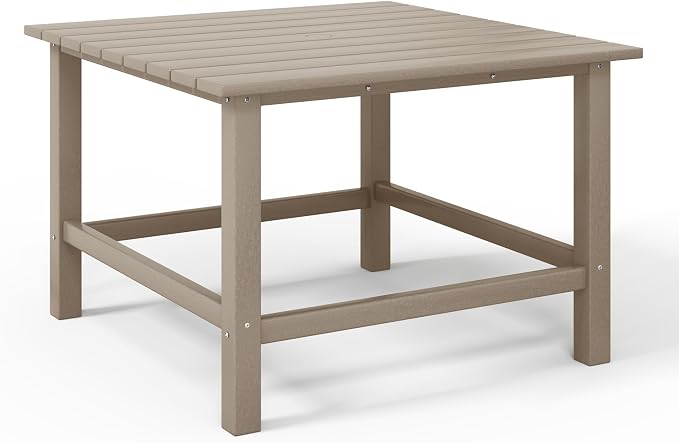 WestinTrends Malibu Kids Outdoor Patio Furniture HDPE 31" Wide Square Dining Table, Weathered Wood