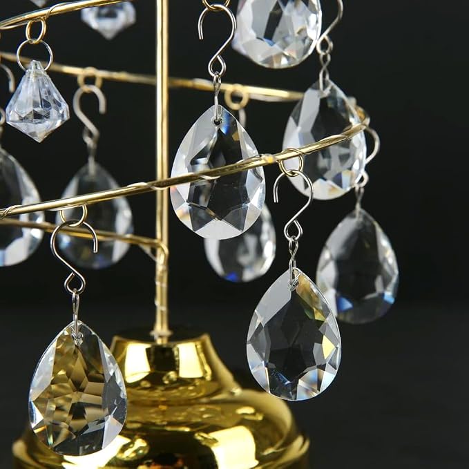 10pcs 38mm Crystal Suncatcher, Hanging Clear Teardrops Crystals | Chandelier Parts Prisms Pendants with Hook for Windows Lamp Christmas Tree Decorations Home Decor