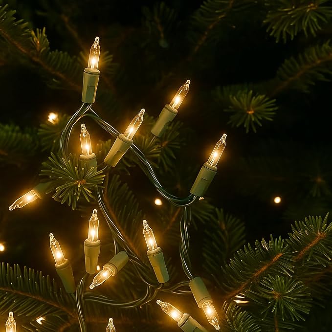 Novelty Lights 50 Feet 100 Bulbs Clear Incandescent Mini Christmas Lights
