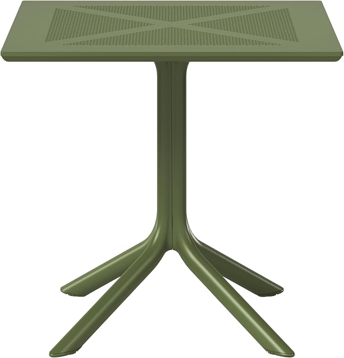 WestinTrends Playa 31.5" Square Plastic Outdoor Patio Dining Table for 4, Olive Green