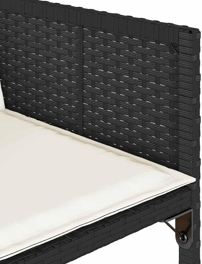 14-Seater Garden Dining Set, Rectangular PE Rattan Outdoor Patio Furniture with Powder-Coated Steel Frame, Black and Cream