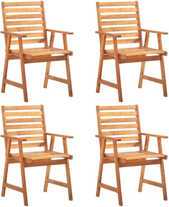 Afuera Living 5-Piece Solid Acacia Wood Garden Dining Set, Brown Oiled Finish, Weather-Resistant Patio Furniture for Outdoor Seating, Rustic Style Table and Chairs, Fits Up to 5 People