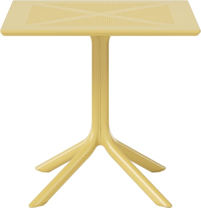 WestinTrends Playa 31.5" Square Plastic Outdoor Patio Dining Table for 4, Yellow