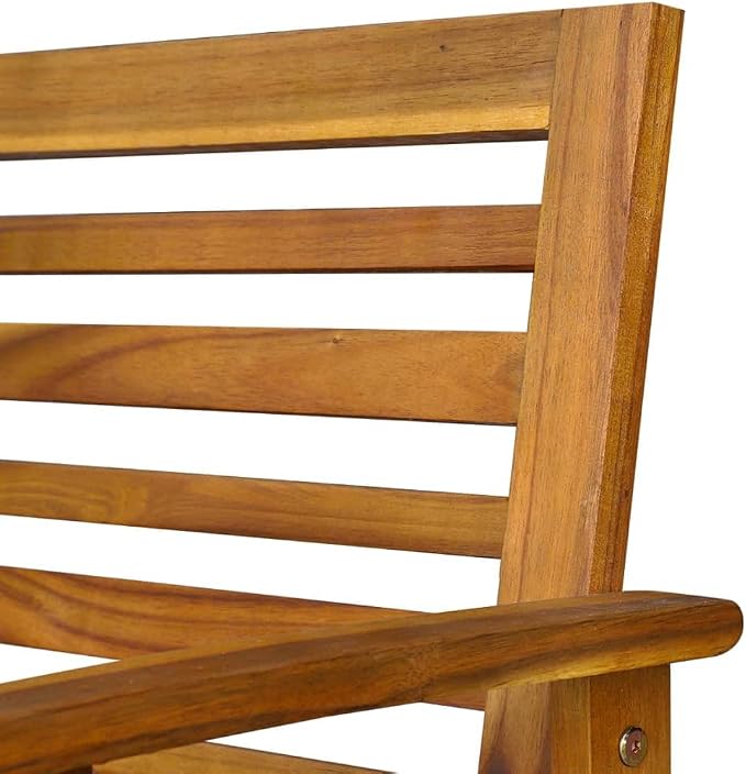4-Piece Brown Acacia Wood Patio Dining Set with Cushions | Features a rectangular table and seating for 4, ideal for backyard, balcony, or terrace family gatherings.