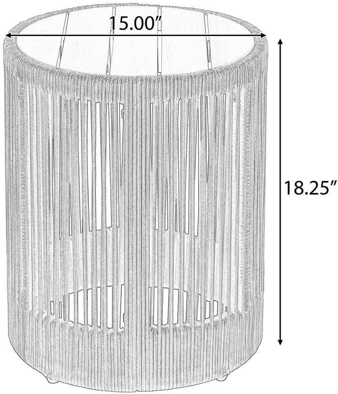 Outdoor Patio Side Table, Hand-Woven Rattan Rope End Table, Compact Outdoor Acacia Wood Round Coffee Table for Porch, Yard, Balcony, Garden,Beige