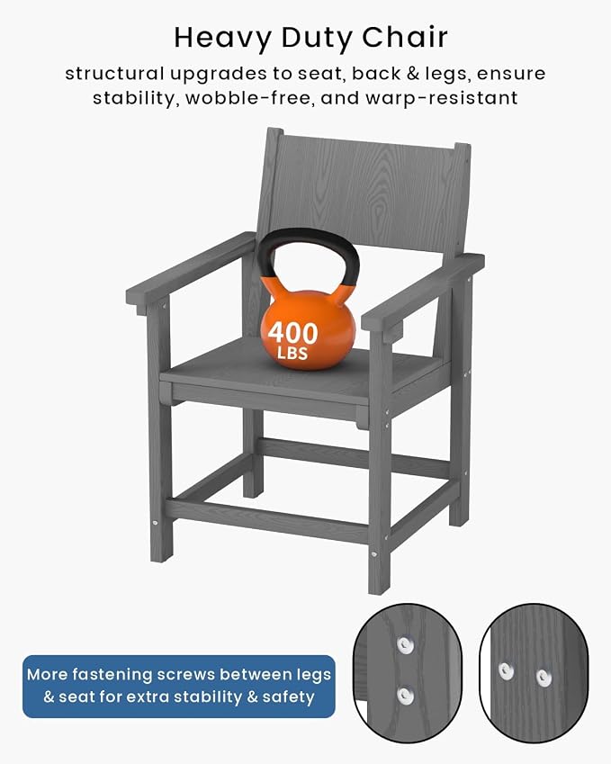 9-Piece Outdoor Dining Set, HDPE Weatherproof Patio Table and Chairs Set for 8, Outdoor Patio Furniture Sets with Umbrella Hole for Outside, Deck, Backyard, Garden (Grey)