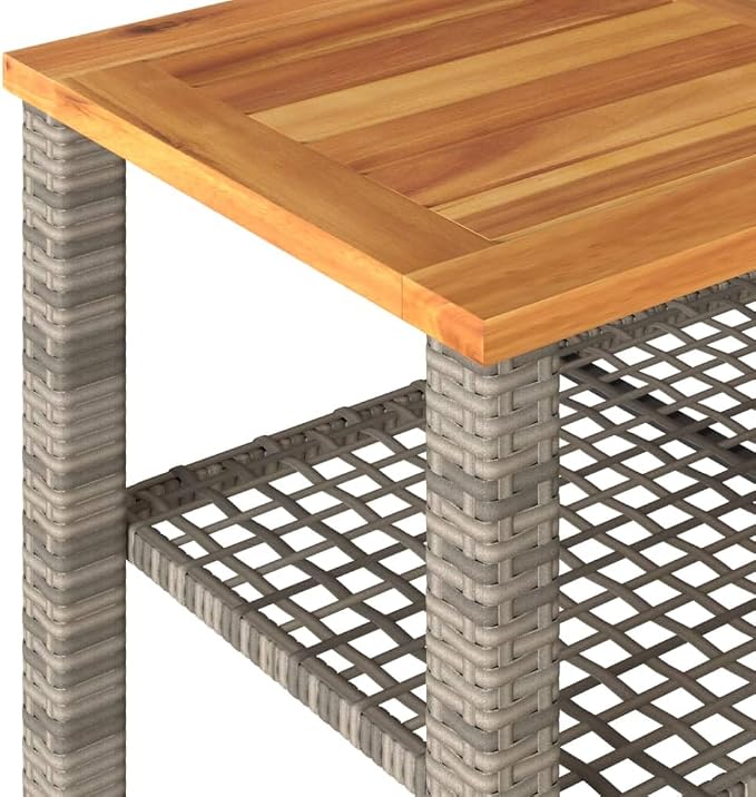 Patio Table & Picnic Table Gray PE Rattan Outdoor Table Pool Side Table for Patio Garden Backyard 27.6 x 15 x 16.5 in