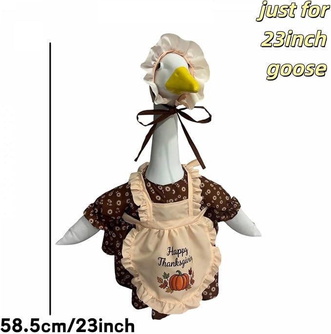 Halloween Porch Goose Outfit 23 Inch Porch Goose Clothes for Holiday | Pumpkin Dress Cape Witch Hat, Thanksgiving Goose Outfit, Christmas Goose Clothes, Holiday Costume for Lawn Geese Status