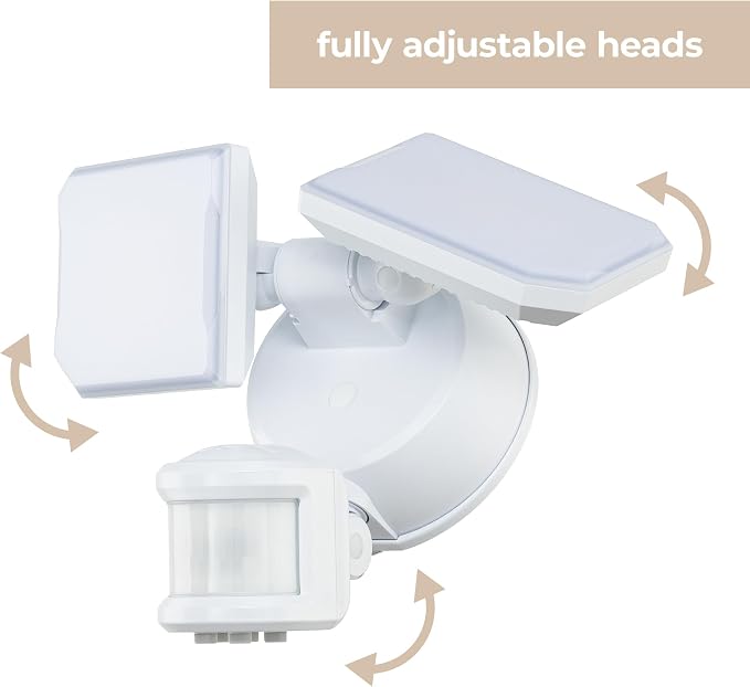 Guardian Flood and Security Wall Light with 2 Lights 2,250 Lumens 20 Watts and Programmable Motion and Photo Sensor in White