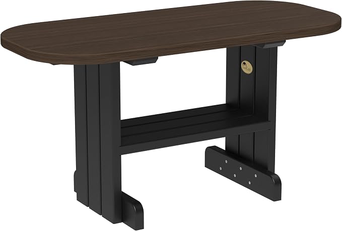 LuxCraft Poly Outdoor Coffee Table, Oval Patio Table with Shelf, Weather Resistant Low Tables for Adirondack Chairs & Outdoor Seating - Amish Made in USA (Brazilian Walnut & Black)