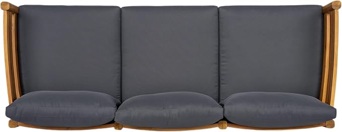 Christopher Knight Home 5-Piece Outdoor Patio Furniture Set, Acacia Wood Conversation Set with 3 Seater Sofa Loveseat Coffee Table and 2 Single Cushions Chairs, Slatted Backyard Seating Set, Dark Gray