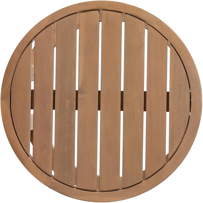Outdoor Side Table, 18" Farmhouse Acacia Wood Round End Table Patio End Side Table, Round Sofa Side Table Coffee Table for Patio Porch Lawn Living Room (J-Brown)