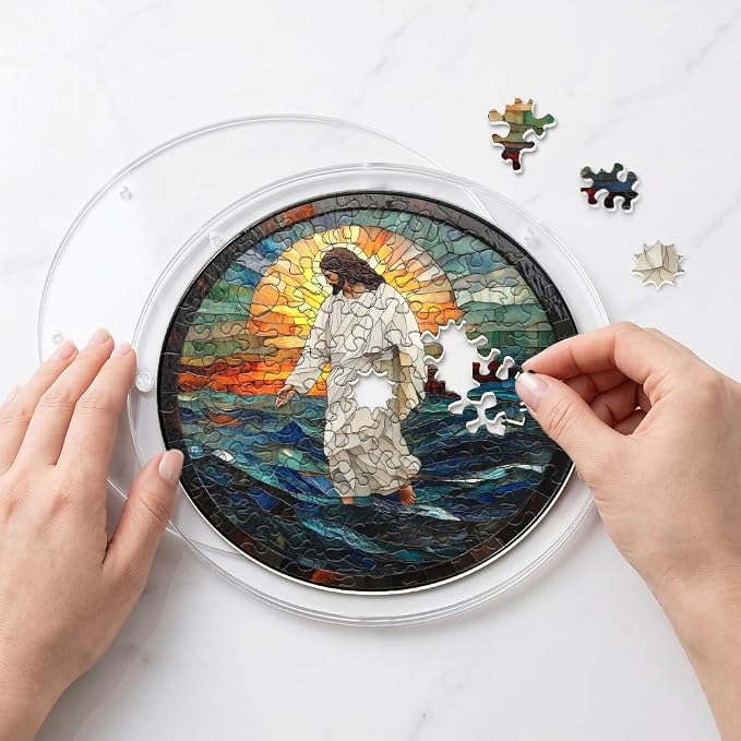 Acrylic Puzzle Suncatcher, Jesus Stained Glass Sun Catcher, Jigsaw Puzzles Home Garden Decor, Creative Mothers Day and Birthdays Gifts for Mom, Wife, Sisters, 7.87 Inch