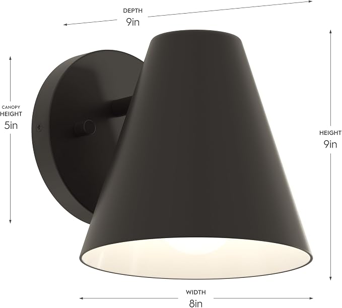 Progress Lighting Mik 14 Inch 1-Light Outdoor Wall Light, Modern Industrial Exterior Light, Antique Bronze Tapered Cone (14 in. H x 8 in. W x 9 in. Dia), P560408-020