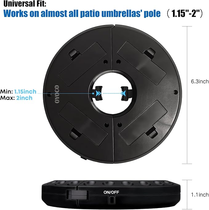 Patio Umbrella Light 3 Brightness Modes Cordless,with 28 Cool White LEDs-4 * AA Battery Operated Umbrella Lights,Fits 1.15"-2" Umbrella Poles,for Patio Umbrellas,Camping Tents and Indoor Use