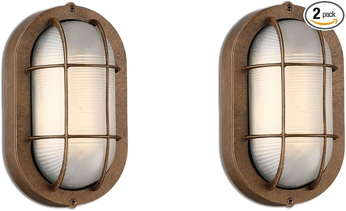WISBEAM 2 Pack LED Bulkhead Light Bronze, Outdoor LED Wall Light for House, Dimmable, 6W Replace 60W, 450 Lumen 3000K Daylight White 80CRI, Waterproof, ETL Rated