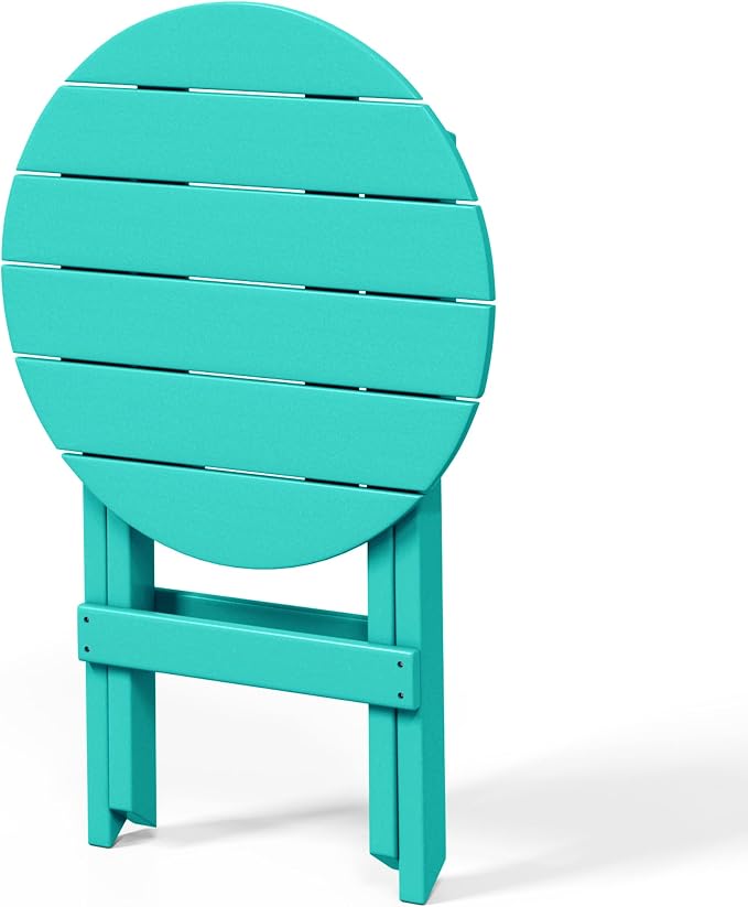WestinTrends Malibu HDPE Outdoor 24.5 Inch Round Portable Folding Patio Dining Table, Turquoise