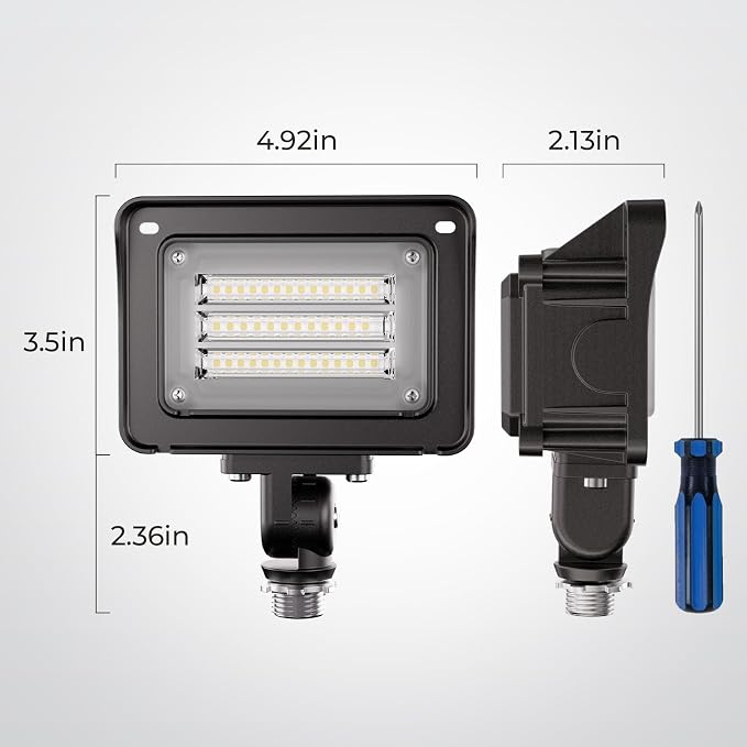 CINOTON 30W 4200LM LED Flood Lights Outdoor, 5000K, ETL Listed, 1 Pack | IP65 Waterproof Exterior Security Wall Pack with 180°Knuckle, 100-277V Outside Aluminum Fixture for Court Porch Patio Garage