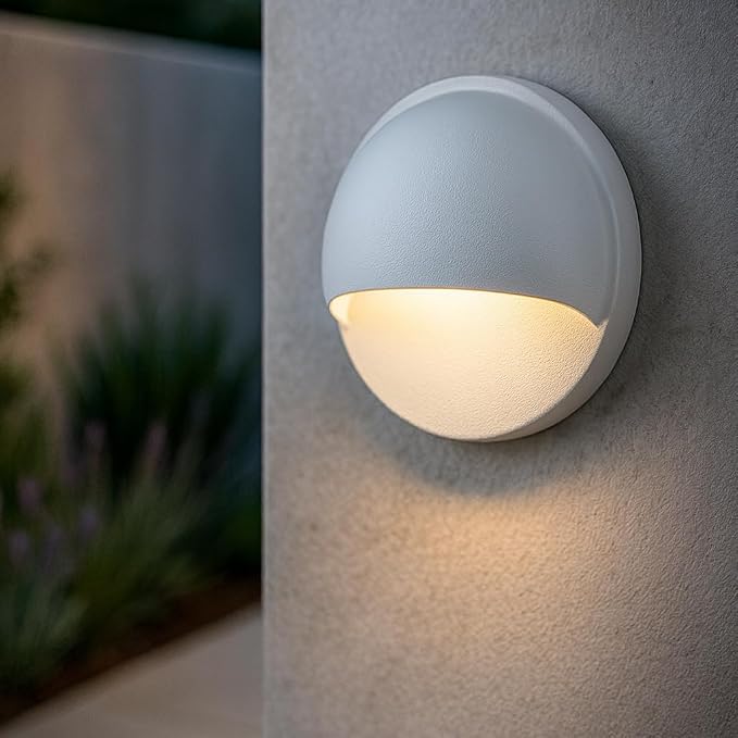 Hinkley Landscape Lighting Nuvi 15232MW Round Low-Voltage LED Deck Sconce, Solid Vinyl Alloy, Dimmable, Mounts Flush on Surface, Matte White | Low Voltage, Vinyl Alloy, Integrated LED, Flush Mount Surface Light, Wiring Kit, ADA Compliant, Coastal Outdo...
