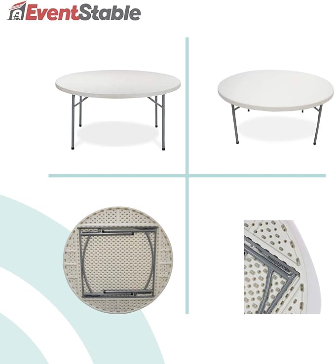 EventStable TitanPRO 72" Round Plastic Folding Table - 10 Pack