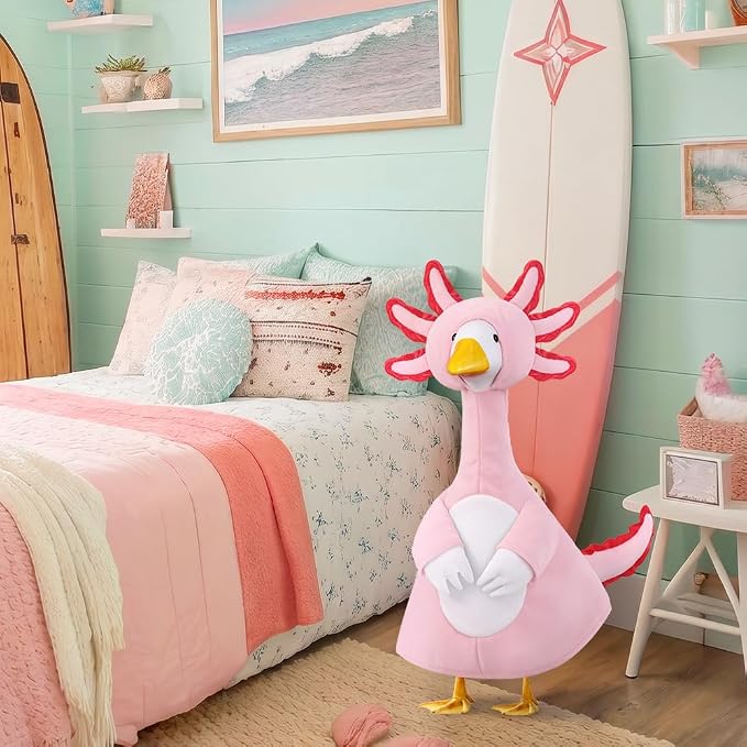 Axolotl Porch Goose Outfits for 23" Porch Goose Holiday Lawn Goose Cement or Plastic Statue Pink Salamander Costume for Outdoor Yard Lawn Patio Decor (Pink)