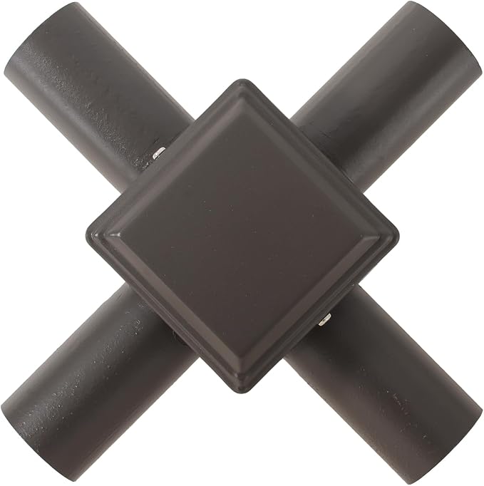 90 Degree Square Horizontal Tenon Adaptor with 4 Arms, Dark Bronze Heavy Duty Steel 4" Square Pole to Tenon, Top Tenon for 2 3/8" Slip Fitter Mount Led Shoebox Light 4 Fixture