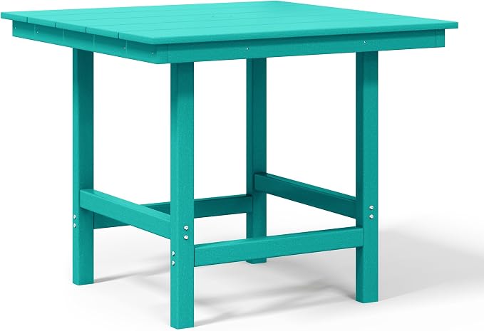 WestinTrends Ashore 5-Piece HDPE Outdoor Square Patio Dining Table Set with Armchairs, Turquoise