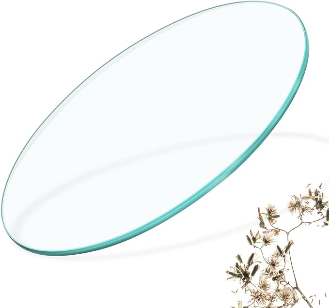 18" Round Glass Table Top, 8mm Thick, Pencil Edge, Clear, Contemporary, Dining, Coffee, Office, Side