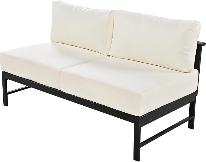 JIVOIT Multi-Person Outdoor Sofa Set, U-Shaped Aluminum Outdoor Sofa Set with Thick Cushions and Backrests, Modular Patio Sofa Set for Gardens, Backyards, and Balconies (White * 069)