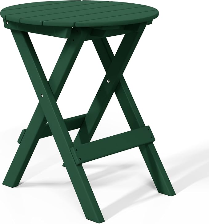 WestinTrends Malibu HDPE Outdoor 24.5 Inch Round Portable Folding Patio Dining Table, Dark Green