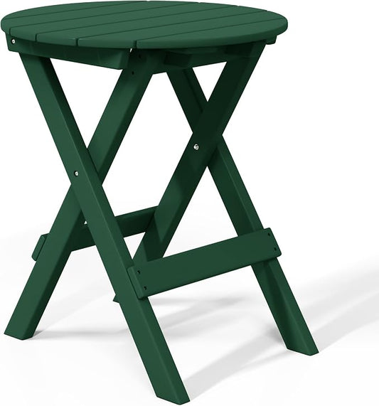 WestinTrends Malibu HDPE Outdoor 24.5 Inch Round Portable Folding Patio Dining Table, Dark Green