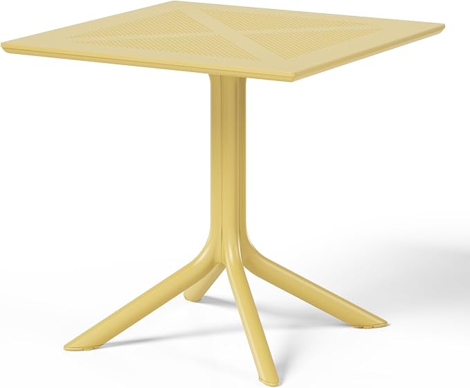 WestinTrends Playa 31.5" Square Plastic Outdoor Patio Dining Table for 4, Yellow