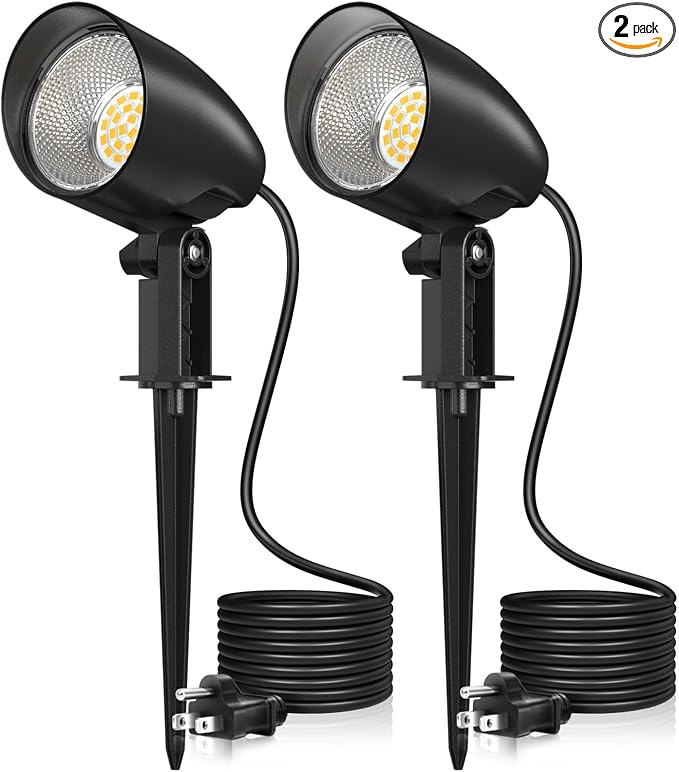20W Outdoor Spotlight,IP66 Landscape Lighting for Yard, 2 Pack | 1880LM high brightness, CRI>80, 85% energy saving, 3-prong cord,plug and play,Ideal for yards, pathways, gardens, and patios
