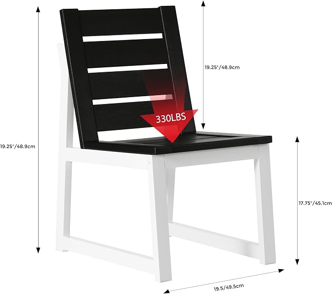 Costaelm Stinson Outdoor Patio HDPE Dining Side Chair, Black