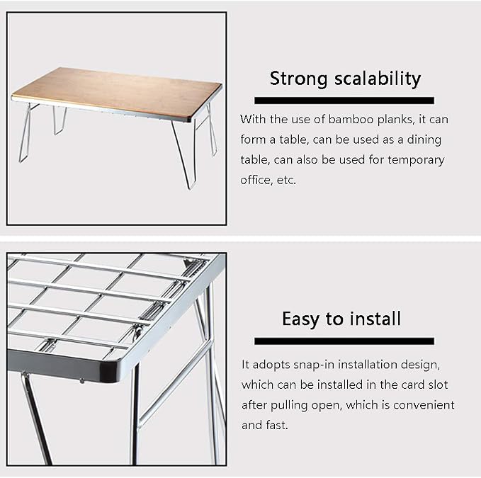 Outdoor Multi-Layer Folding Table Portable Bamboo Wooden Table Multiple Folding Tables are Stacked to Form A Storage Rack Which is Very Suitable for Outdoor and Family Use (D)