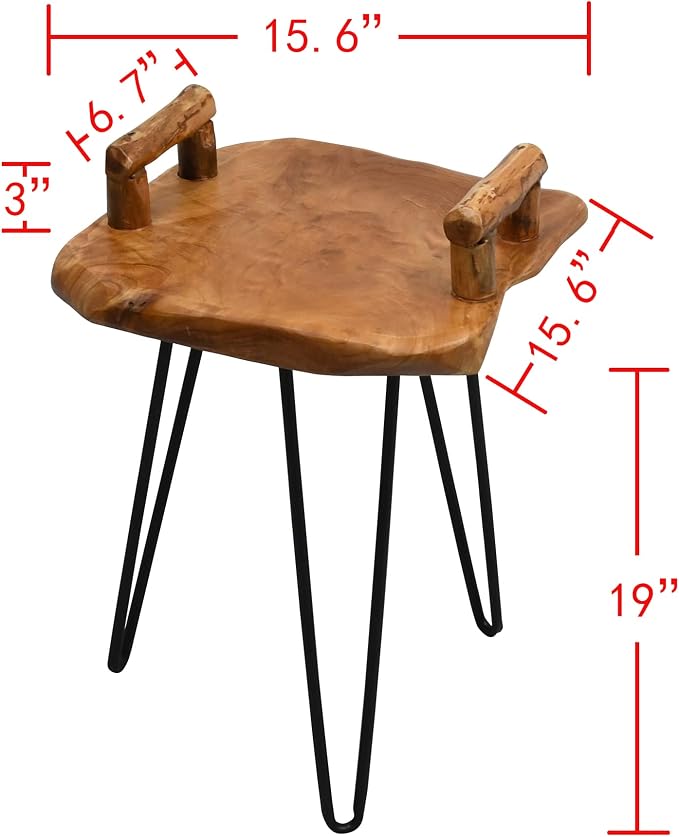 Natural Shape Plant Stand Cedar Wood Tray Table 15.6" x 15.6" x 20" H Vintage Outdoor Coffee Live Edge End Table Solid Rustic Side Tables for Living Room Patio Bedroom Accent Stool Home Décor